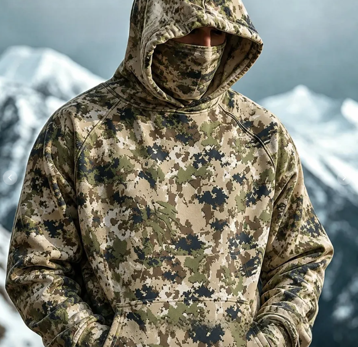 Sweat à capuche HoodMask avec cache-cou intégré, motif Camouflage Digital