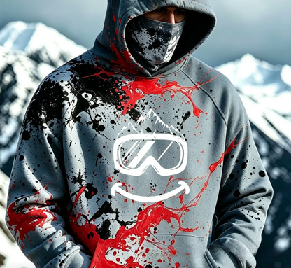 Sweat à capuche HoodMask avec cache-cou intégré, motif Éclaboussures Rouges