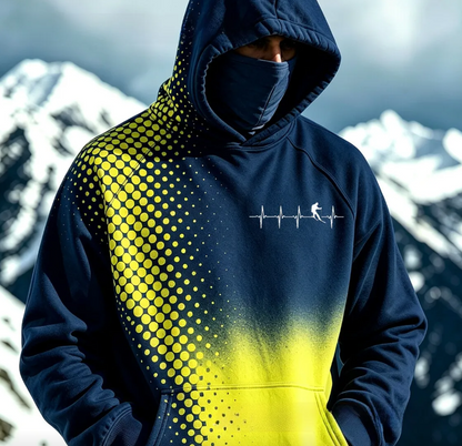 Sweat à capuche HoodMask avec cache-cou intégré, motif Bleu Néon